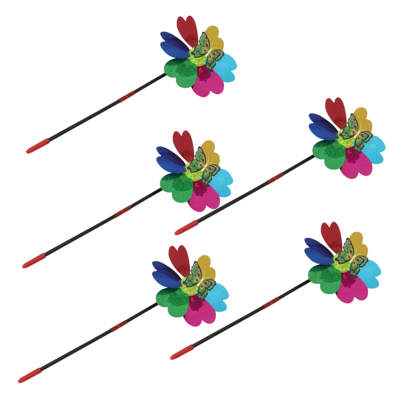 BESTonZON 5Pcs Windmill for Charming Butterflies Pattern Pinwheels Eye Catching Outdoor Playthings for Garden Decoration and Creative Fun