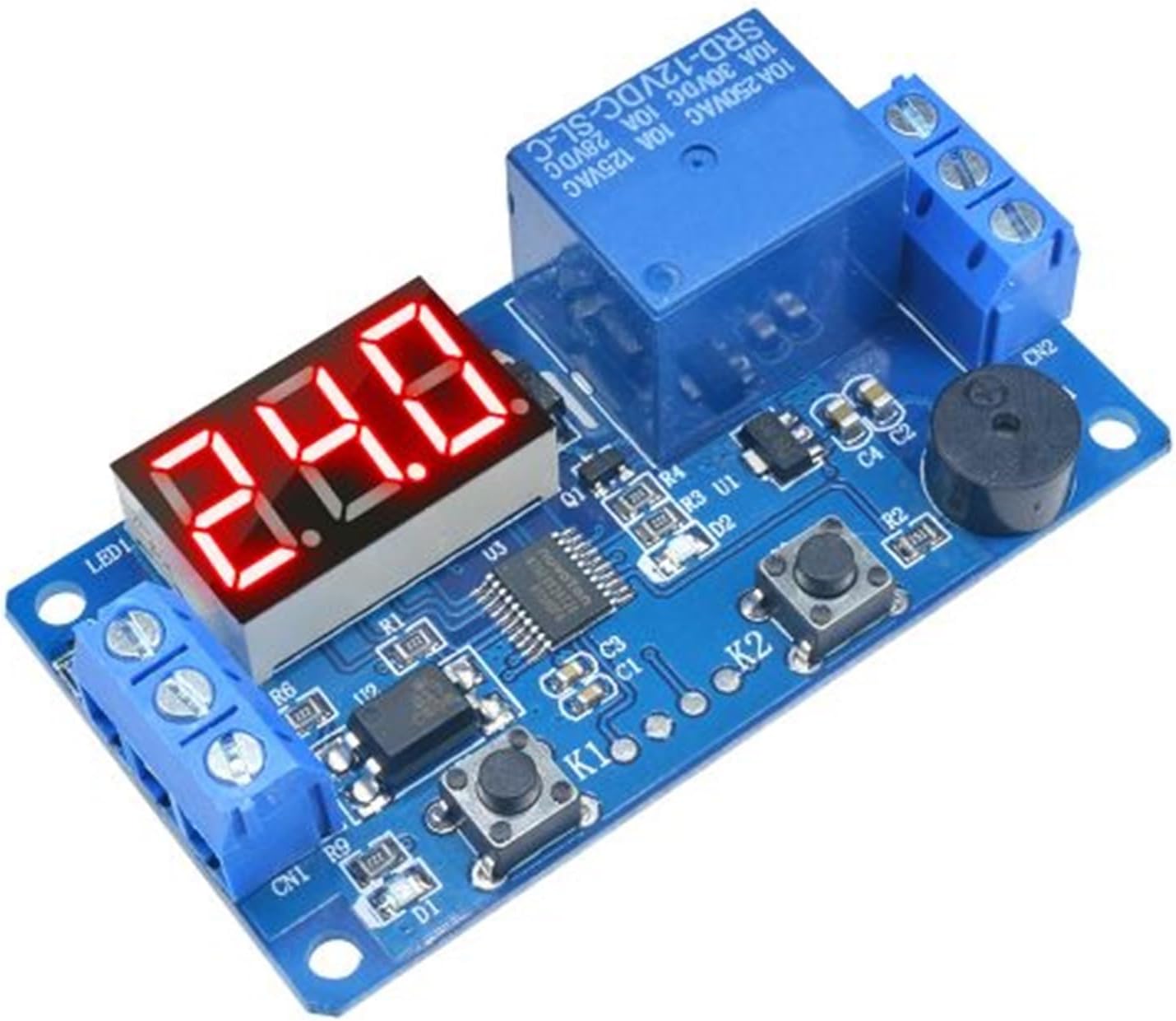 DC 12V LED Digital delay Relay Buzzer Module Timer Relay time Control Switch Trigger Timing Board Automation car 2/3 Button (Size : 12V 2 Button Buzzer)
