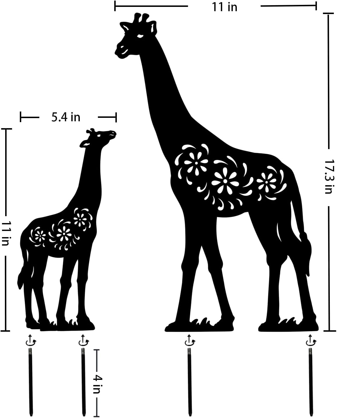 EZTZEN Giraffe Metal Garden Stakes Decorative,Giraffe Gifts for Women/Men/Giraffe Lovers Gifts,Black Giraffe Silhouette Statues Garden Decor for Outside,Outdoor Decor,Yard Art,Patio,Lawn Ornaments