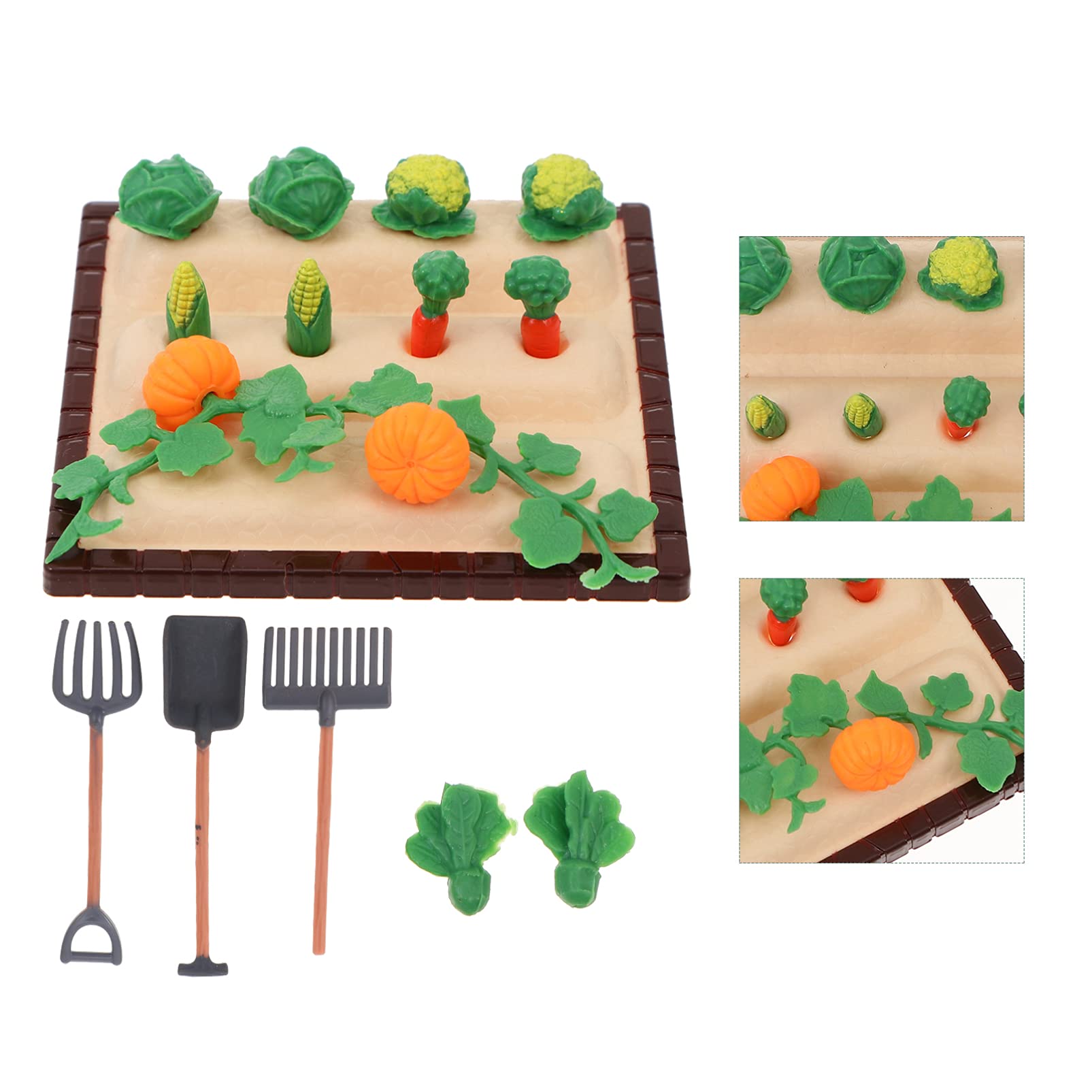 Mini Farm Vegetable Garden Model Kit - Resin Planting Scene With Shovel & Rake Tools For Dollhouse Decoration - View #9