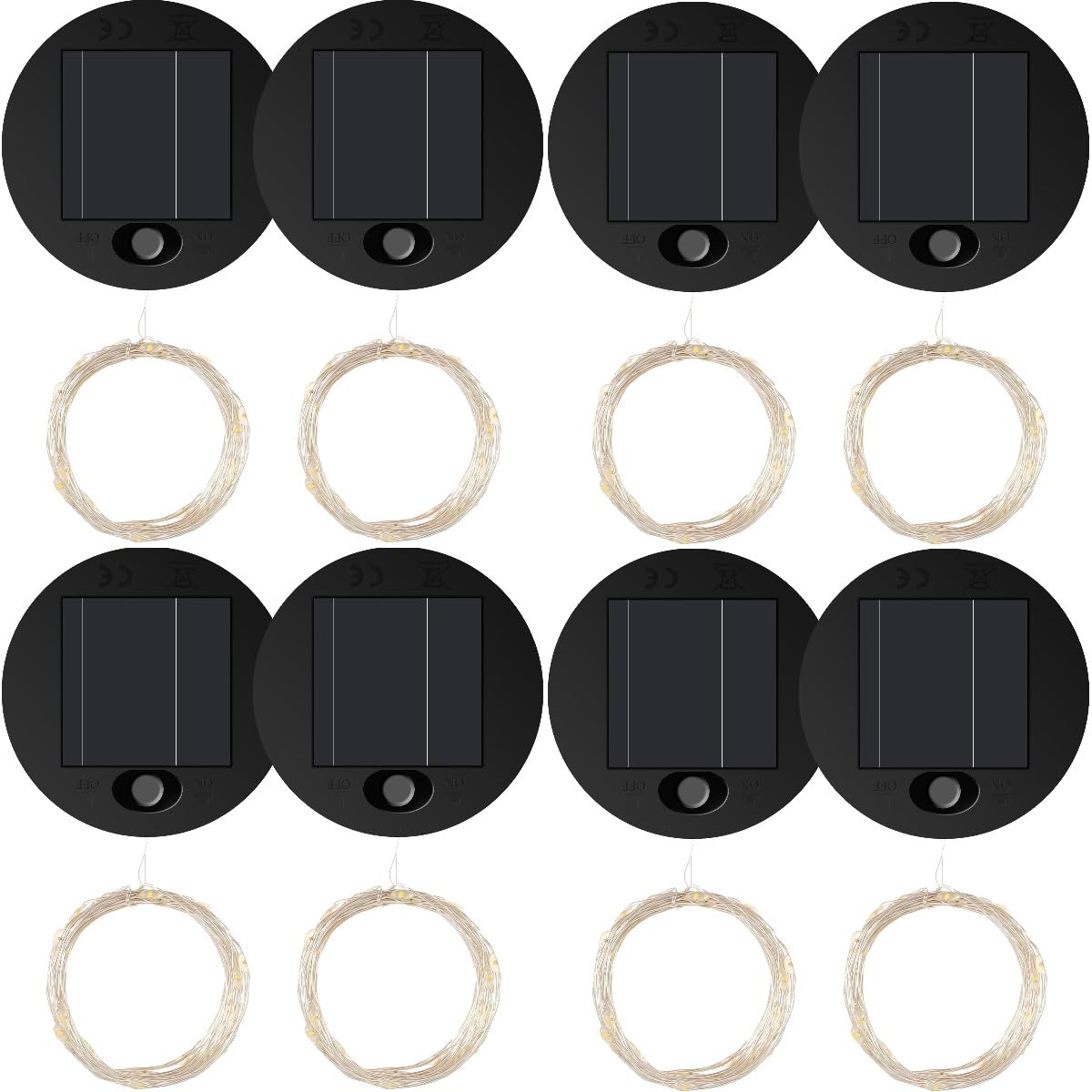YUNYOUC Solar Lights Replacement Top for Lantern, 7cm Replacement Solar Light Top with 30 LED String Light, DIY Decor for Watering Can Lights Mason Jar Outdoor Garden Lanterns(8PCS Warm White)
