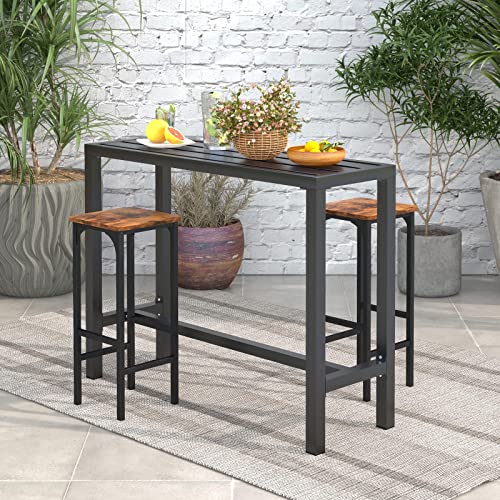 image for COSTWAY Outdoor Bar Table 48-inch Wide, Narrow Counter Height Dining T