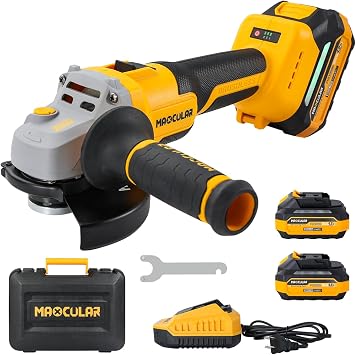 Cordless Angle Grinder 4-1/2-Inch to 5-Inch,2x4.0 AH Battery Grinder Tool,9600 RPM Brushless Power Grinder,3 Variable Speeds Metal Grinder with Auxiliary Handle for Cutting,Grinding,Polishing