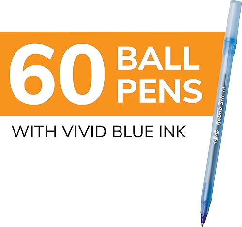 Miniatura 2 de BIC Round Stic Xtra Life - Bolígrafos azules, punta media (0.039 pulgadas), paquete de 60 bolígrafos a granel, barril redondo flexible