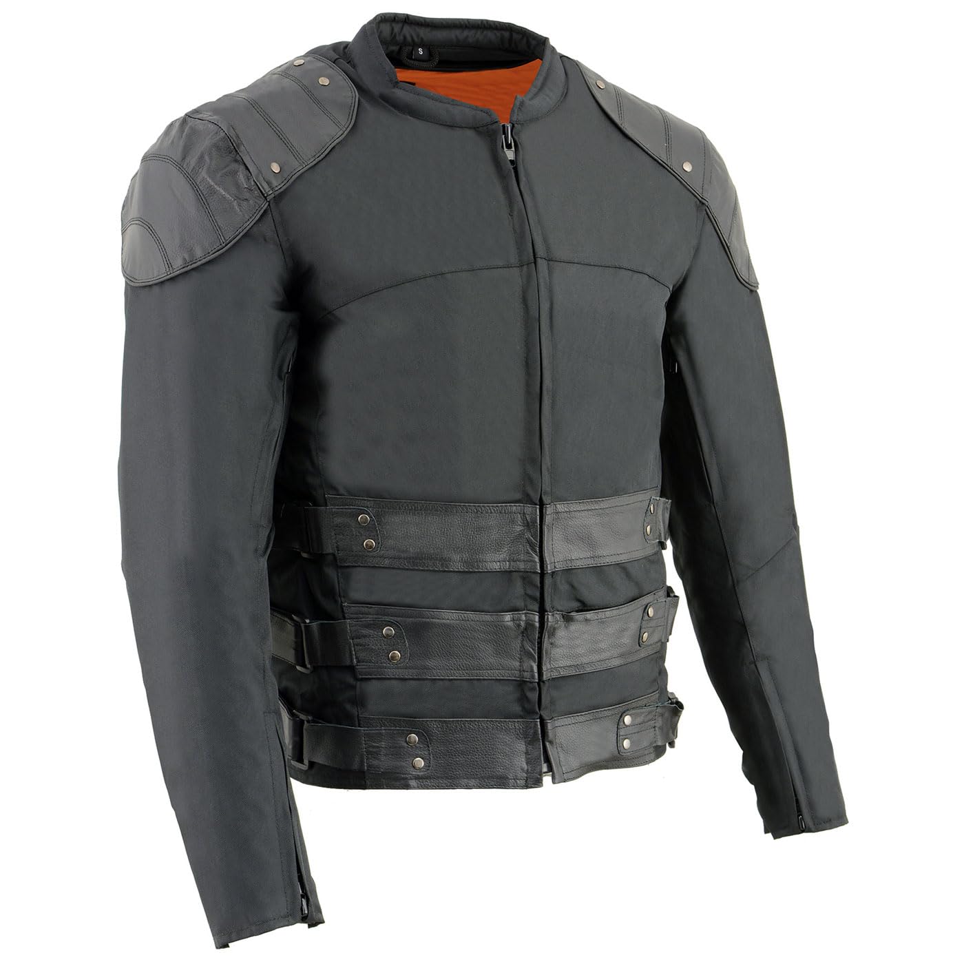 Milwaukee Leather MPM1755 Men's 'Assault Style' Black Leather and Textile M/C Jacket - 3X-Large