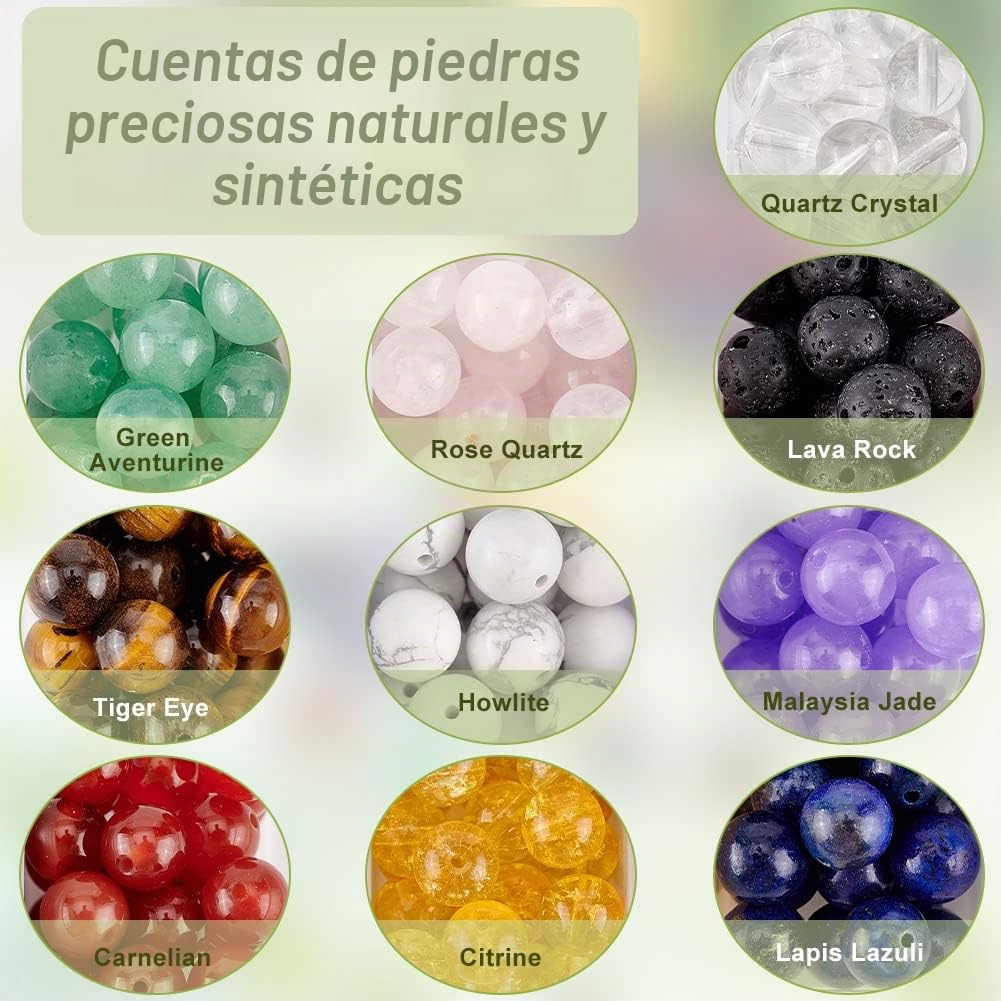 NBEADS 250-300 Unids 10 Estilos 8mm Granos de la Piedra Preciosa Perlas Redondas Encantos para la Fabricación de Joyas DIY