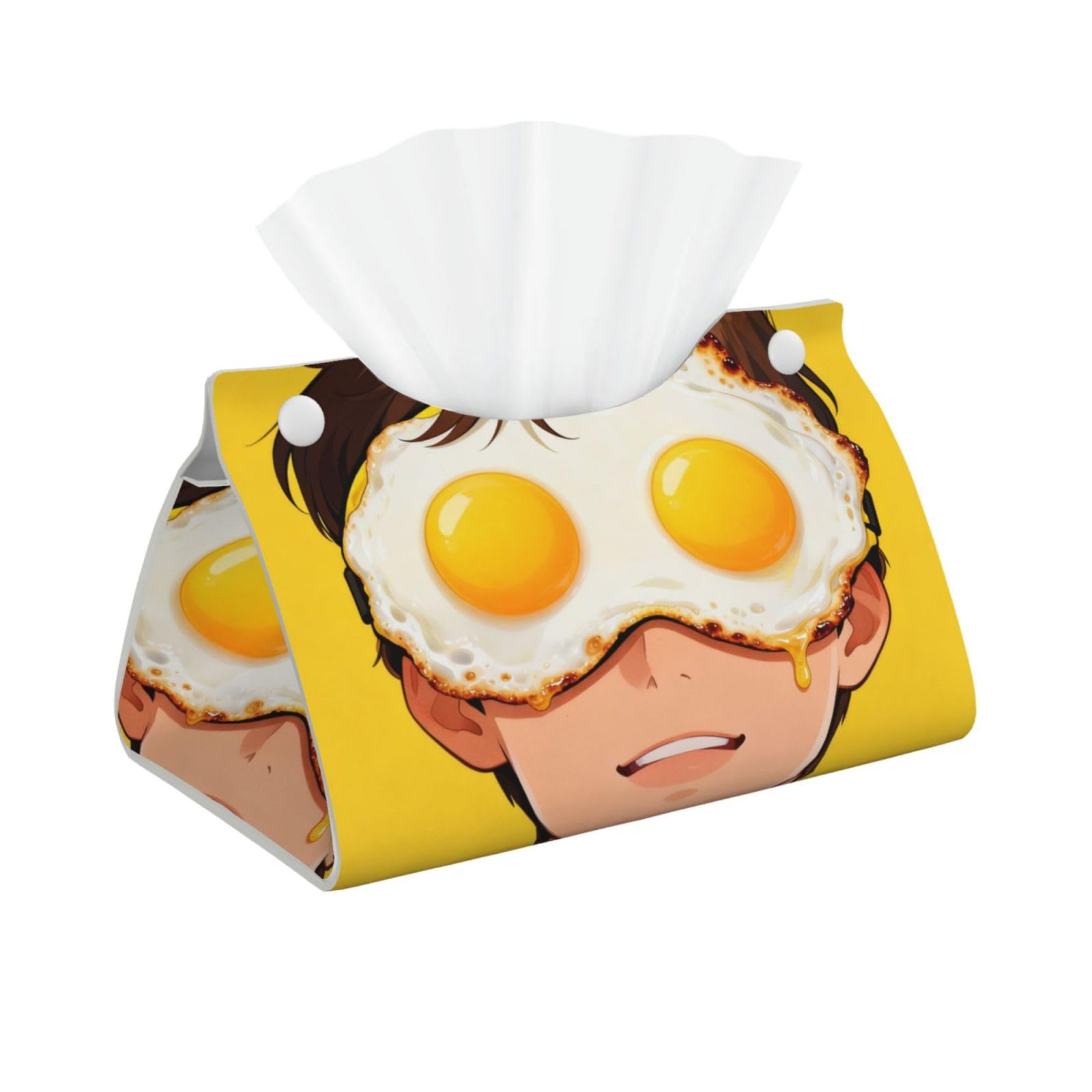 Funny eye mask Long Leather Tissue Box Cover-Waterproof PU Leather Tissue Holder for Bathroom, Decorative Rectangular Tissue Case