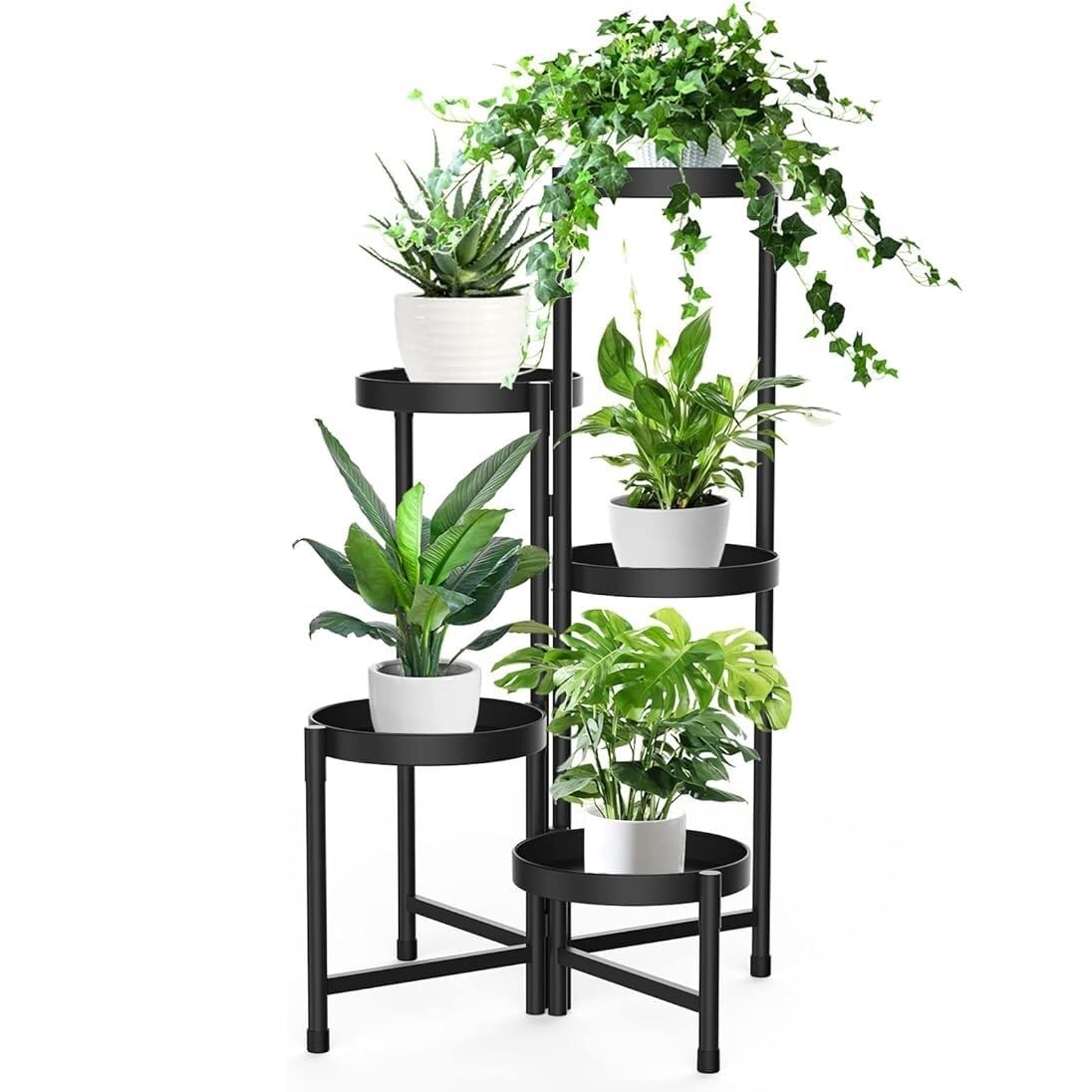 Gv8pA5fj7b Corner flower rack 5 Tier Metal Plant Stand for Indoor Outdoor, Foldable Corner Tall Shelf for Multiple Plants, Flower Pot Holder Display
