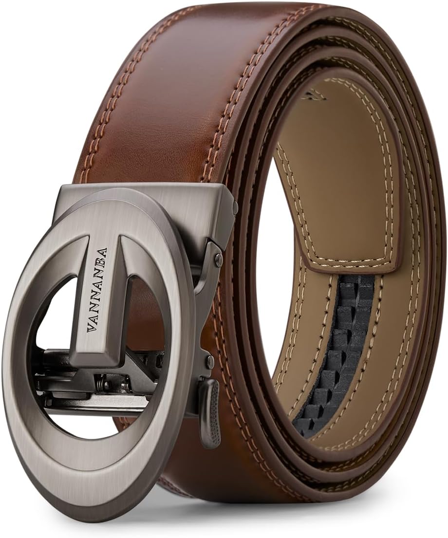 VANNANBA Men's Belt, Ratchet Dress Casual Belt with Adjustable Automatic Buckle for Jeans Dress Pants