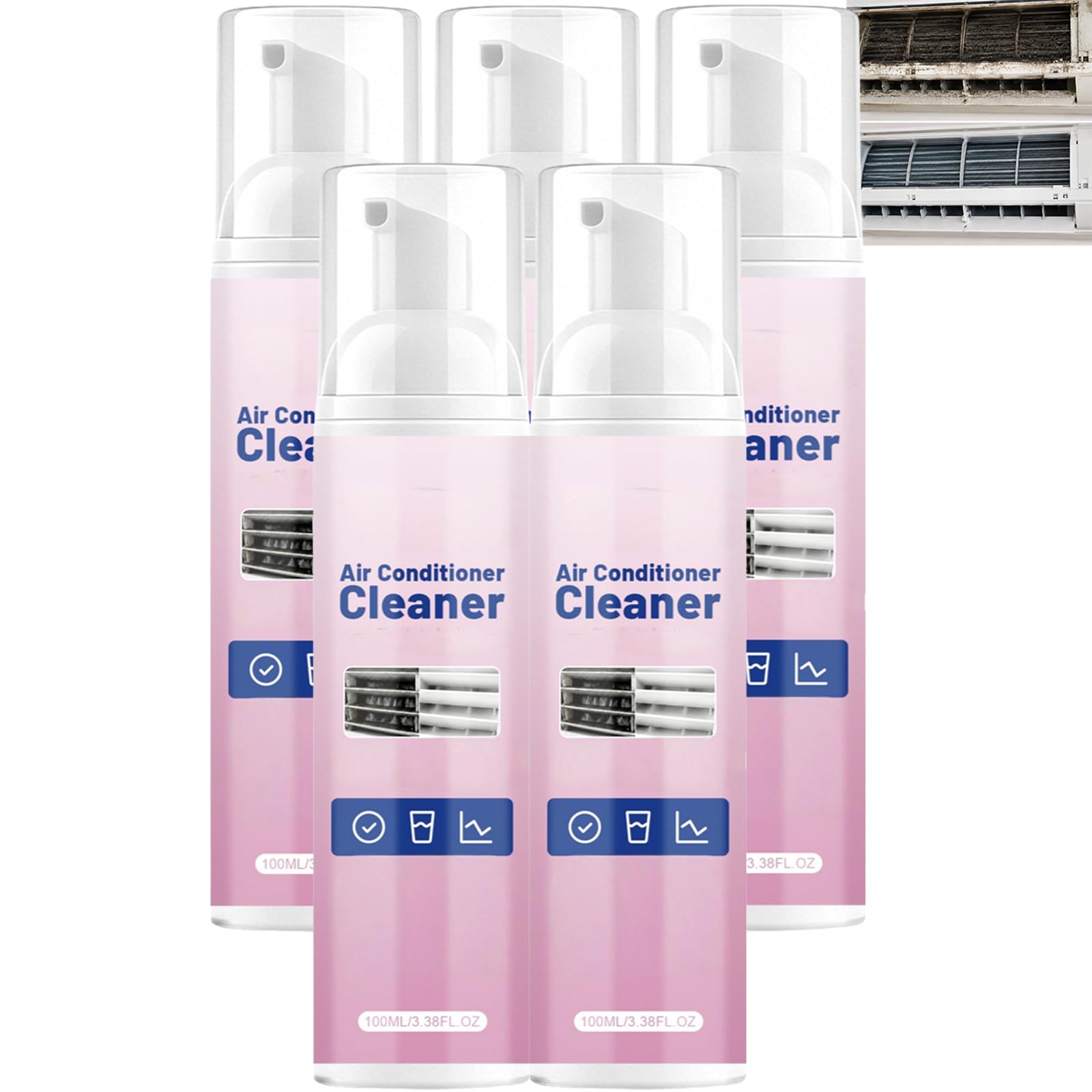 Schäumender Klimaanlagen-Spulenreiniger Schaum & No-Rinse Verdampfer Spulenreiniger - A i r Conditioner Deodorizer, Multifunktionales Schaumerneuerungsspray für kanallose Klimaanlagen, (5 stücke)