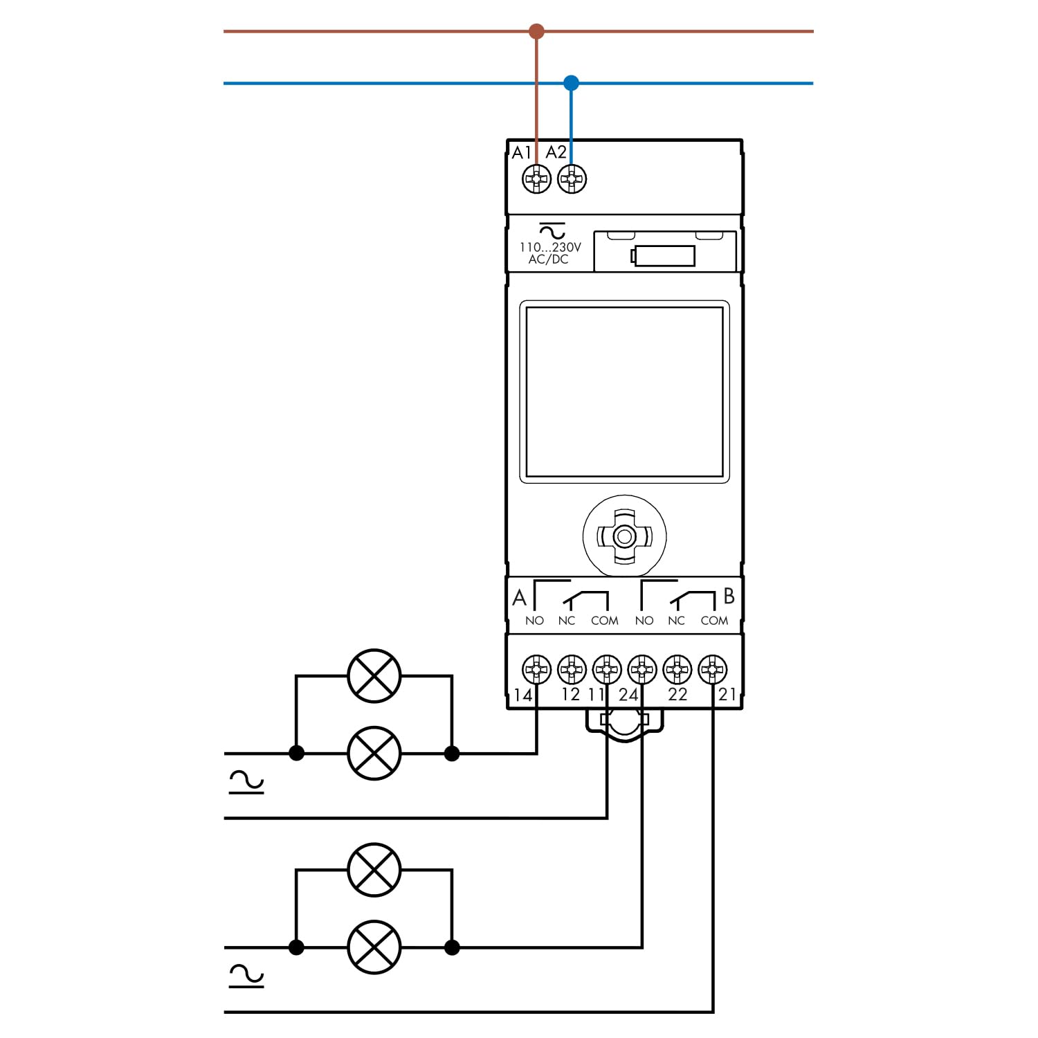 Finder Interruttore Orario Digitale Tipo 12.62 con Programmazione Settimanale. Dotato di 2 contatti in scambio 16 A. Modalità di programmazione classica/smart
