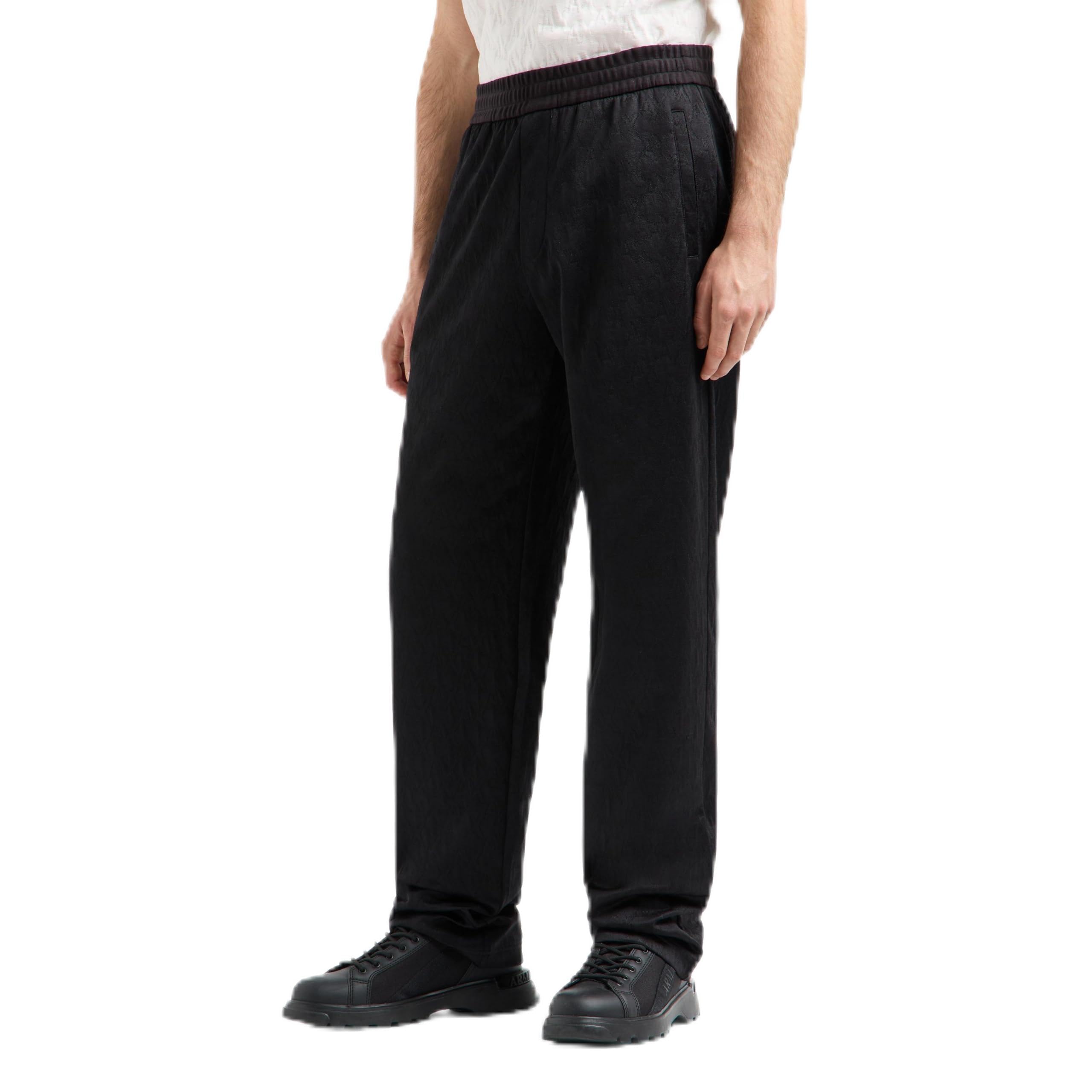 Armani Exchange Mens Cotton Jacquard Trouser with All Over Logo