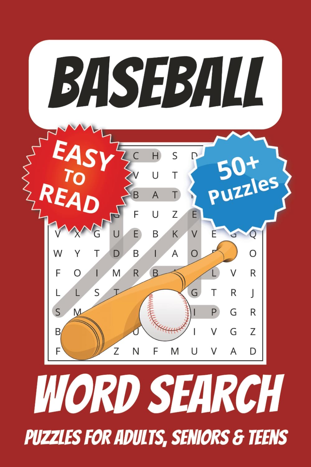 Baseball Word Search Puzzle Book: Word Searches with Easy to Read Print about Baseball | 6x9 inches, 110 pages | 50+ Puzzles