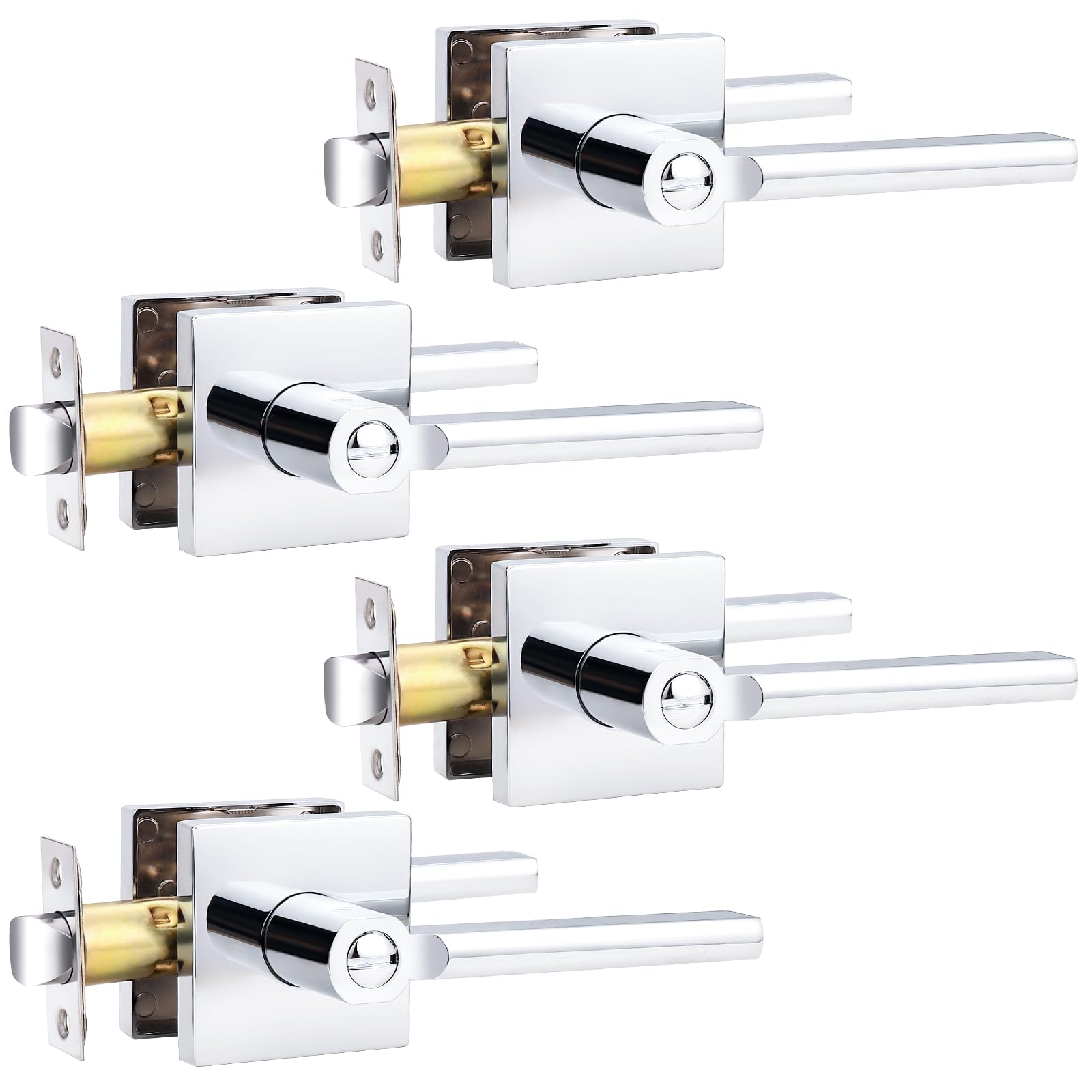 Poignées de porte intérieures chrome poli Probrico lot de 4 leviers robustes