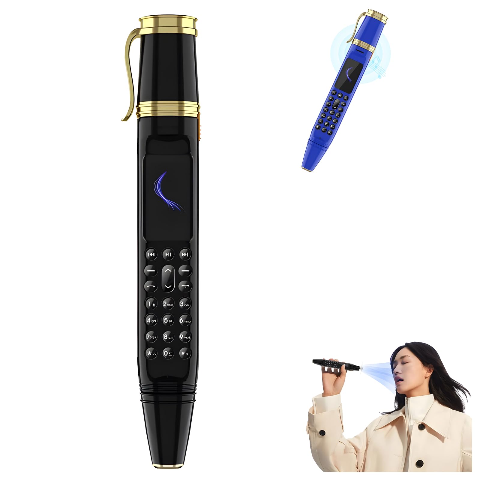 Atlodas Pen-Shaped Phone, Pen Mini Cell Phone, Pen Mini Mobile Phon Rechargeable with 0.96 Inch Tiny Screen, Bluetooth Dialer, Support GSM Dual SIM