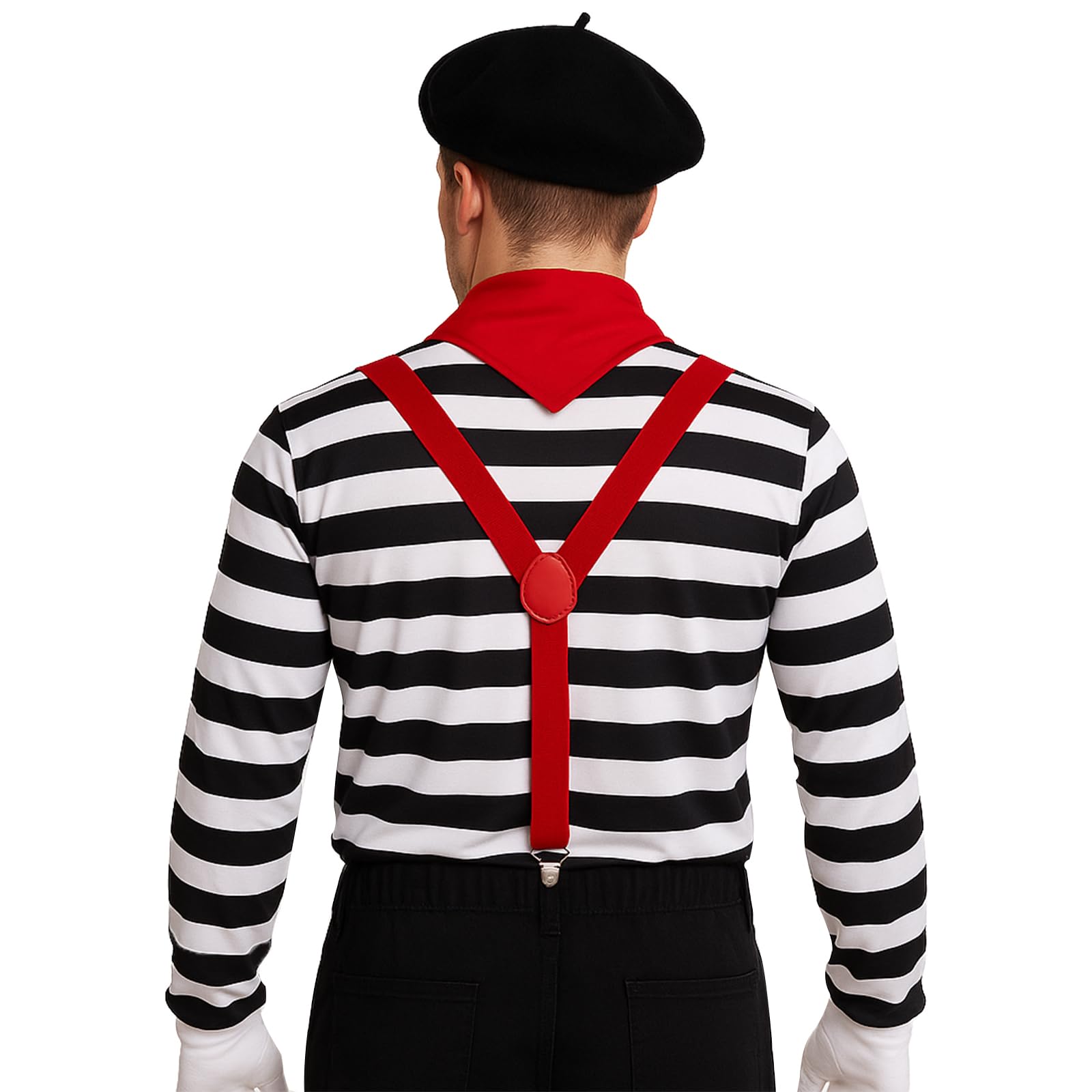 5 Stück Pantomime Kostüm Herren Französisches Erwachsenenkostüm-Zubehör
