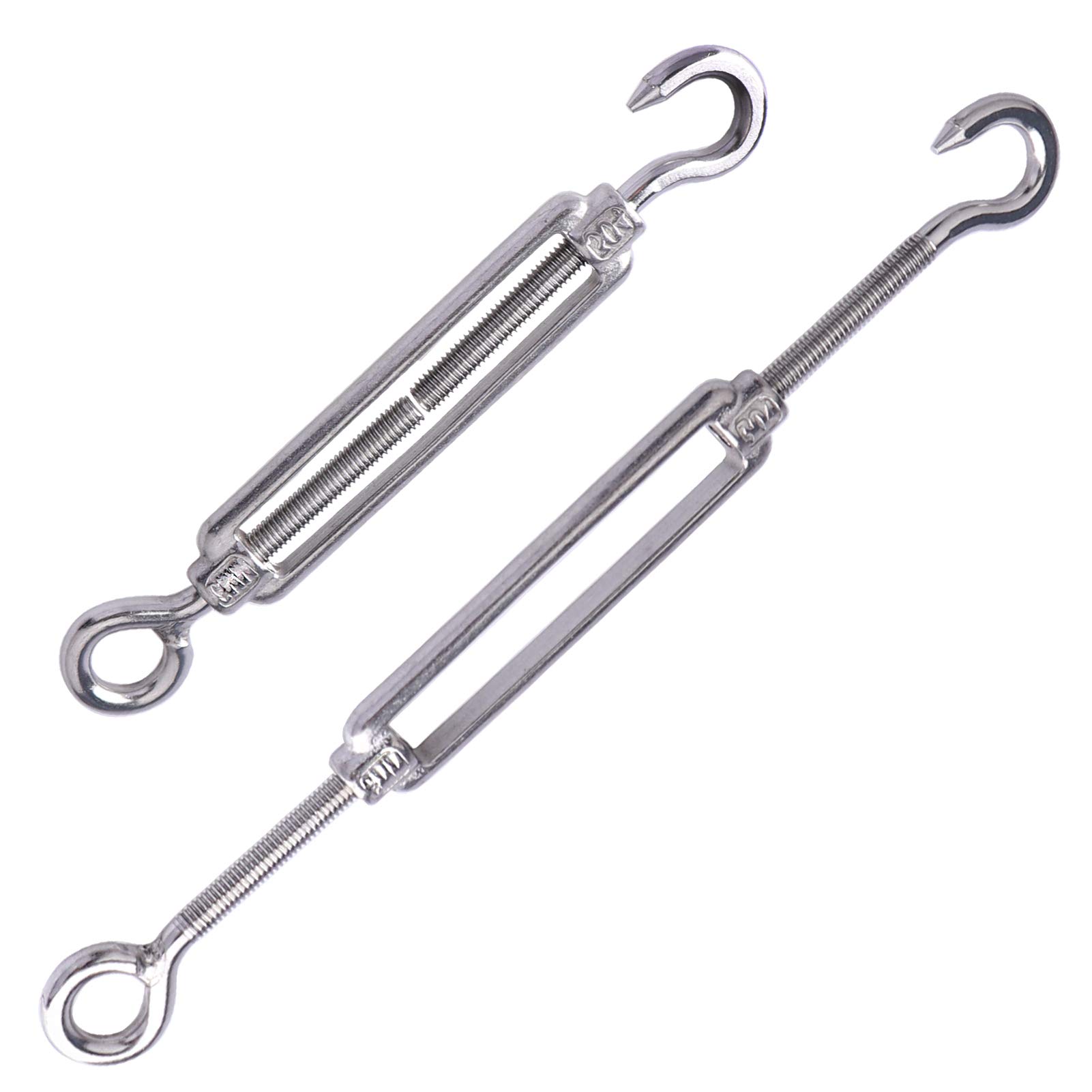 M6 Hook and Eye Turnbuckles Wire Rope Tension Turnbuckle for Tensioning Wire Rope Cable, 304