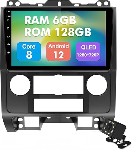 6+128G Android 12 Double Din Car Stereo for Ford EscapeKuga & Mazda Tribu 2007-2012 with 9 Inch Touchscreen Radio Built-in Wireless CarplayAndroid