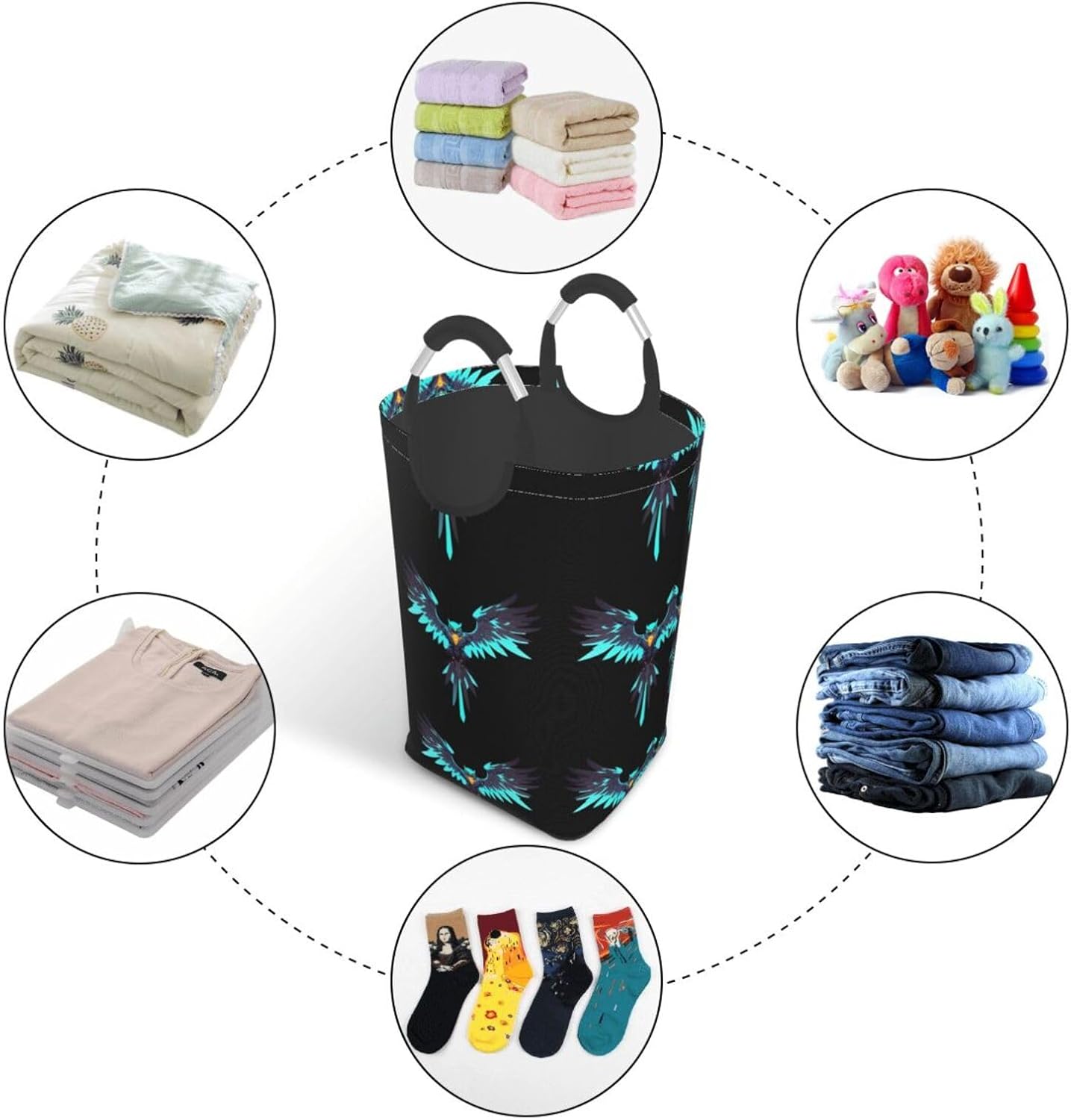 Circuit Hawk Emblem Foldable storage bag, 50L capacity, suitable for laundry room, dormitory bedroom, dirty clothes storage basket.
