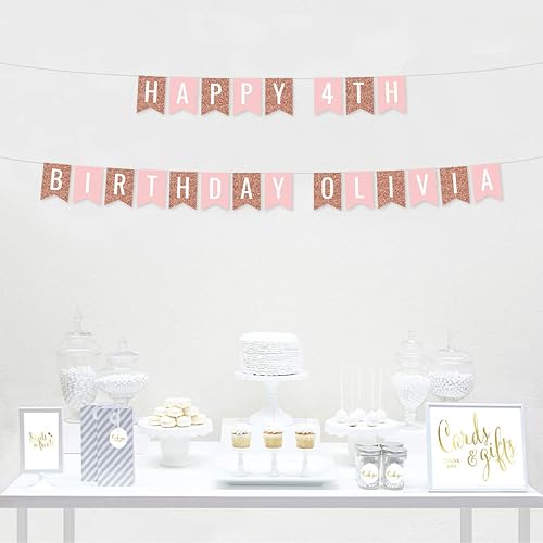 Miniatura 8 de Andaz Press Banderín colgante para decoración de fiesta, rosa, fucsia y rosa intenso, feliz cumpleaños, paquete de 1, aproximadamente 5 pies,