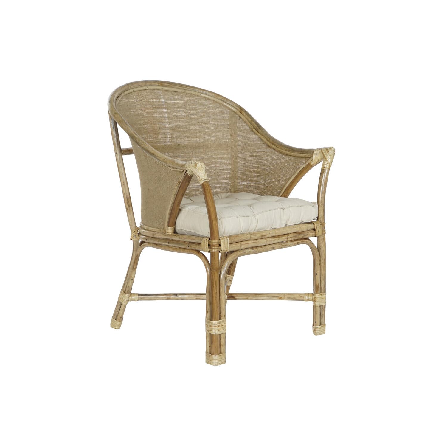 Sillón Algodón con Marrón Blanco Ratan Algodón 63x66x88 cm