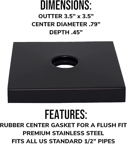 Miniatura 4 de Corla Brida de brazo de ducha cuadrada moderna de 3.5 pulgadas  Placa de cubierta de repuesto universal extra grande (níquel cepillado)