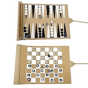 Apherin Rollbares Reise Backgammon Schach Dame Set APH-01
