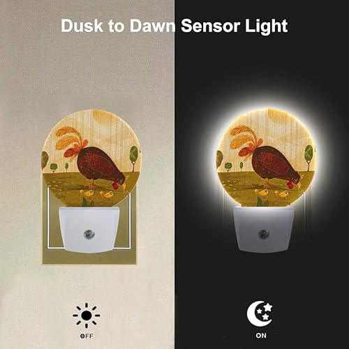 Miniatura 2 de EKOBLA Hen and Chicks - Luz nocturna LED de granja de aves de animales, divertida lámpara de noche del atardecer al amanecer, sensor automático para