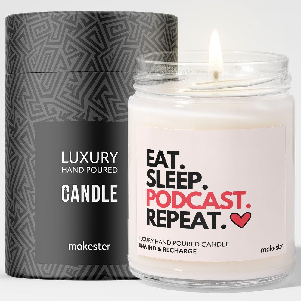 Gift for Podcaster - Luxury Soy Wax Candle - Vanilla, Jasmine, Sugared Almond - Makester — image 1