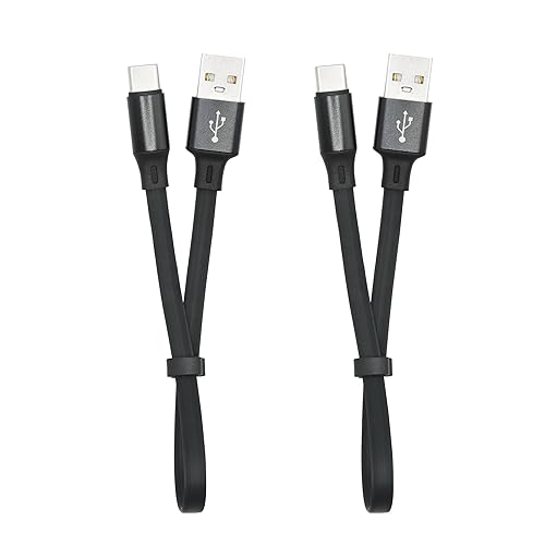 Cable corto USB tipo C de carga rápida de 0.9 pulgadas, cable plano USB A a USB C 3A, cable de carga y sincronización de datos, diseño de hebilla