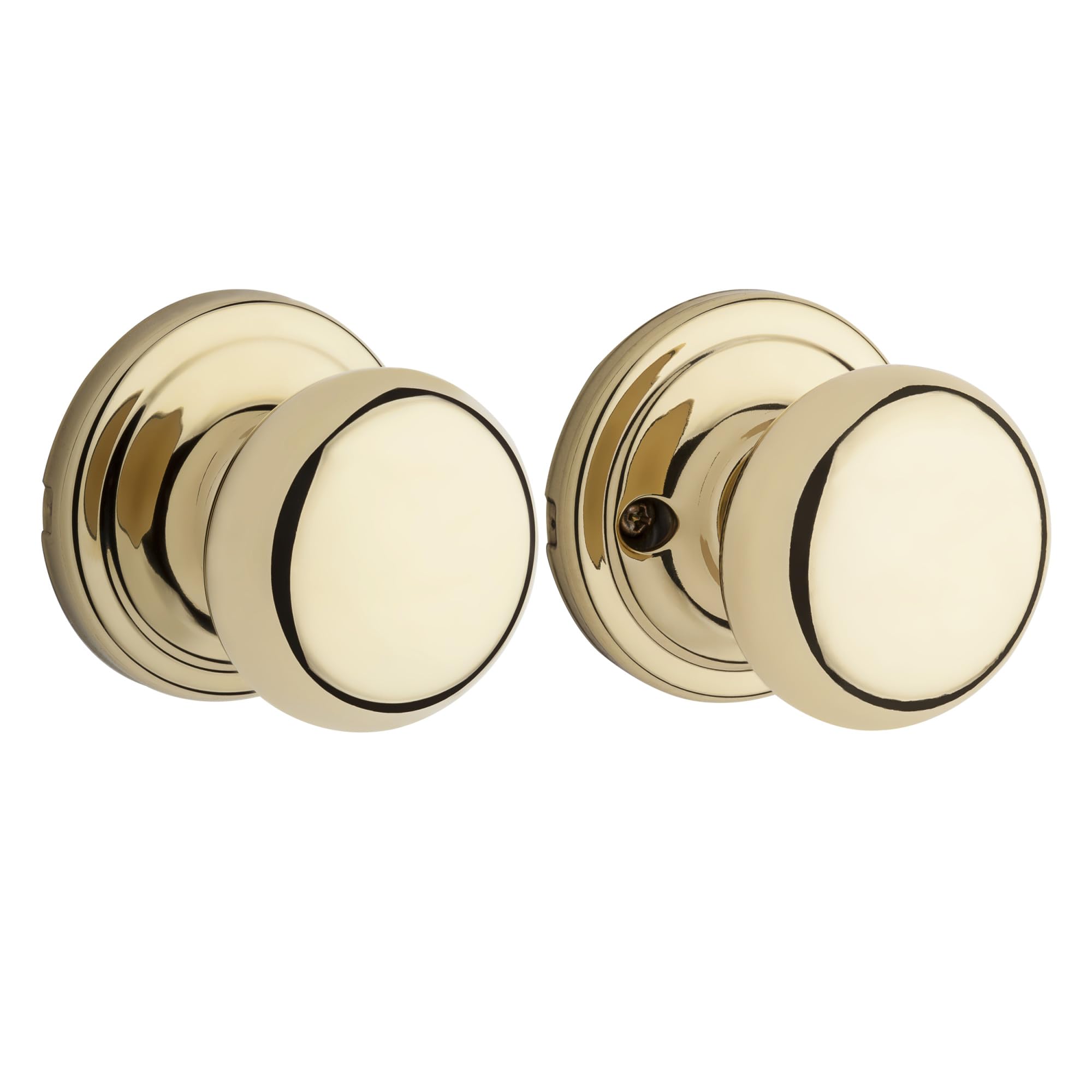 Kwikset Hancock Interior Passage Doorknob, Handle for Closet and Hallway Doors, Non-Locking Doorknob, Polished Brass
