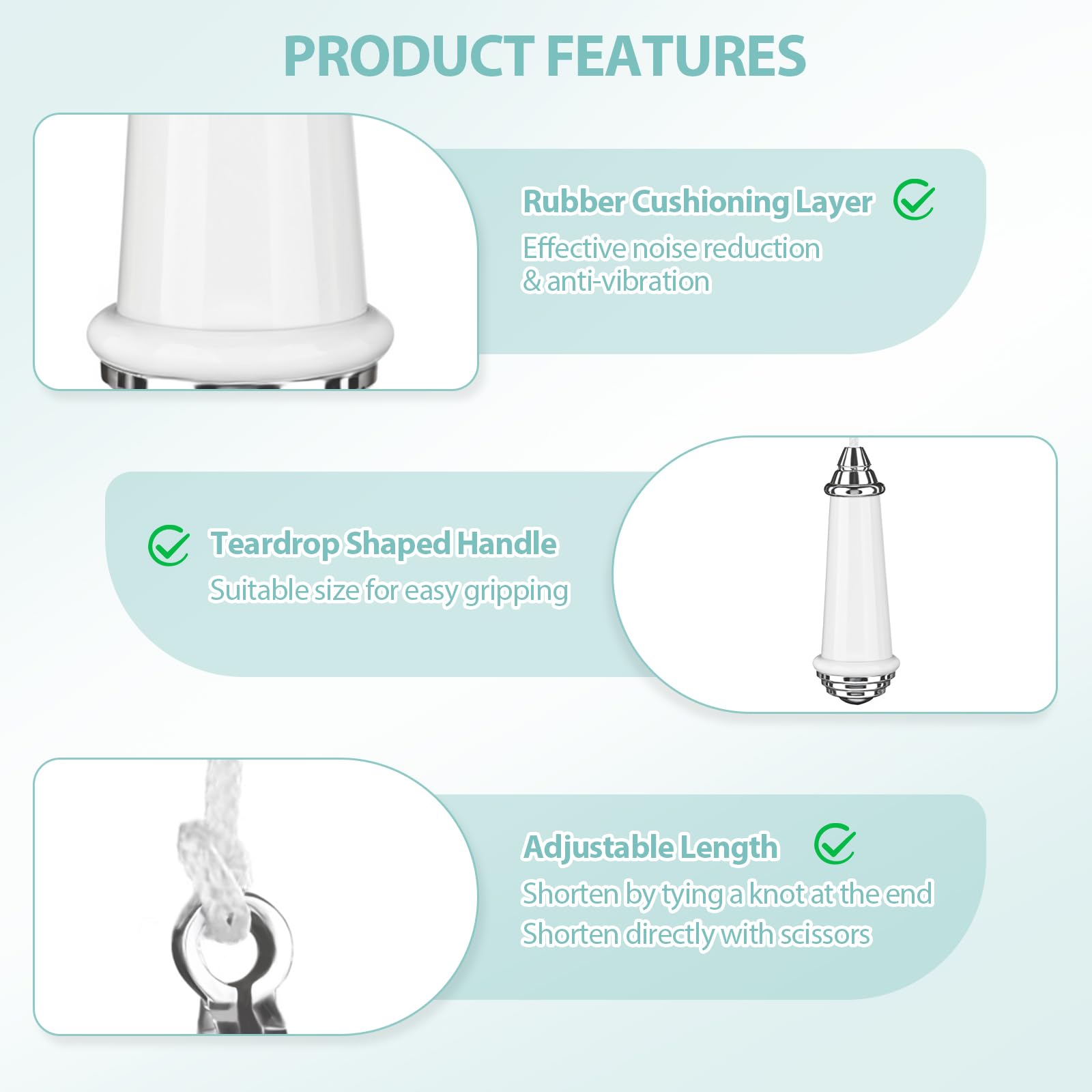 QILUCKY Ceramic Bathroom Light Pull Cord, Pull Cord Light Switch Bathroom - Image 4