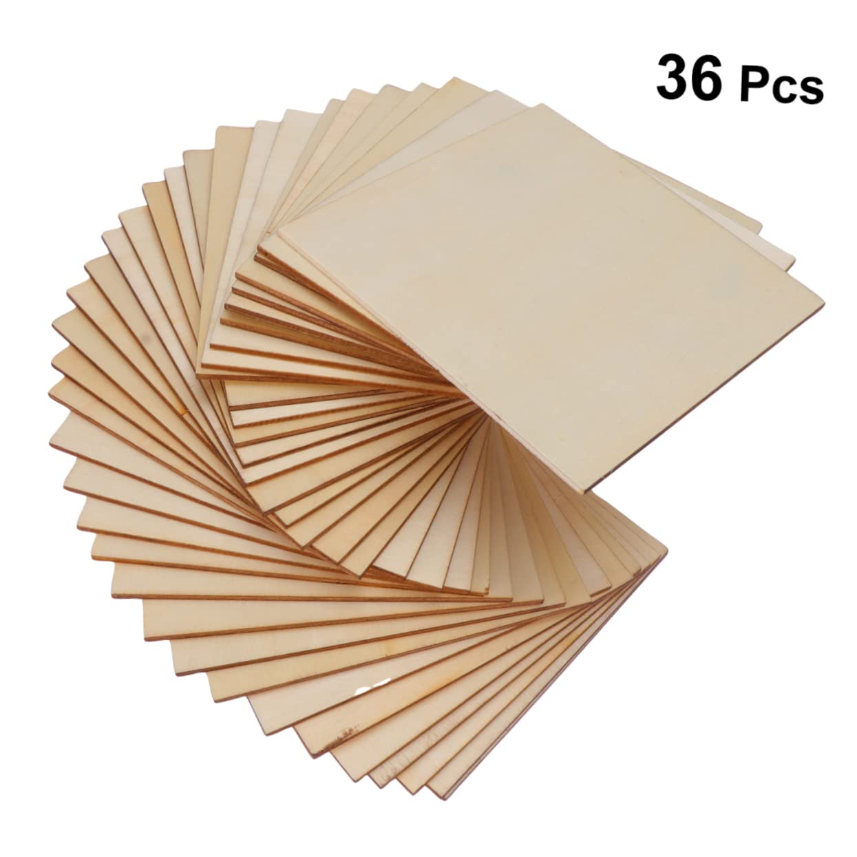 SEWACC 36 Stück Rechteckige Holzscheiben 12,7x12,7cm mit Glatter Oberfläche Leichtes Holz Selbstgemacht Bastelzubehör für Hochzeit und Dekoration