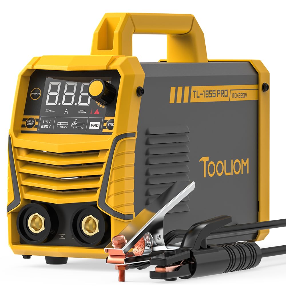 TOOLIOM 195A Stick Welder 110/220V Dual Voltage Lift TIG Welder LCD Display IGBT Inverter with Hot Start Arc Force VRD Welding Machine fits 5/32in. (4mm) Welding Rods