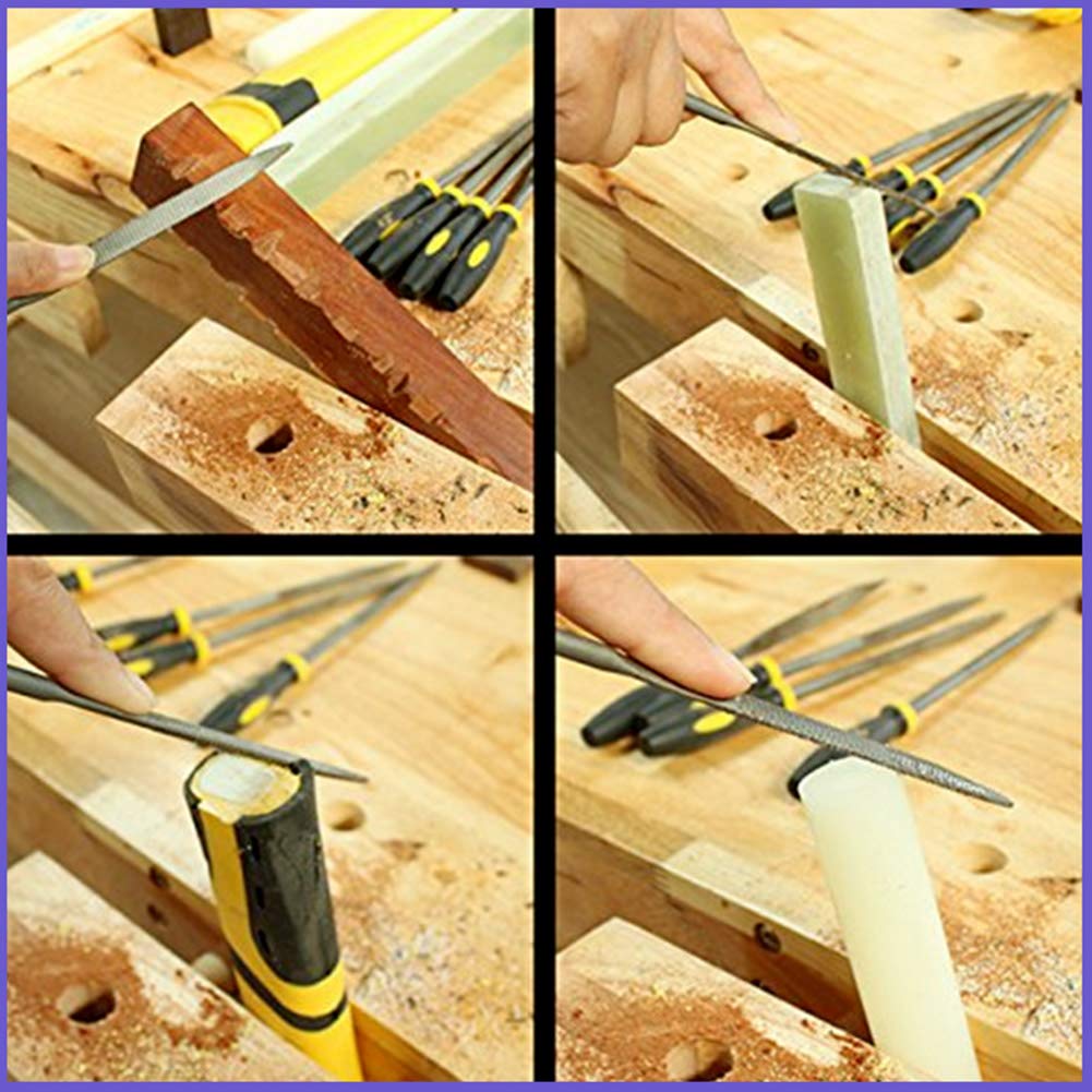 Set di lime in acciaio ad alto tenore di carbonio, 18 pezzi, per legno, metallo, vetro e ceramica - Include 4 lime piatte, triangolari, semicircolari e rotonde di grandi