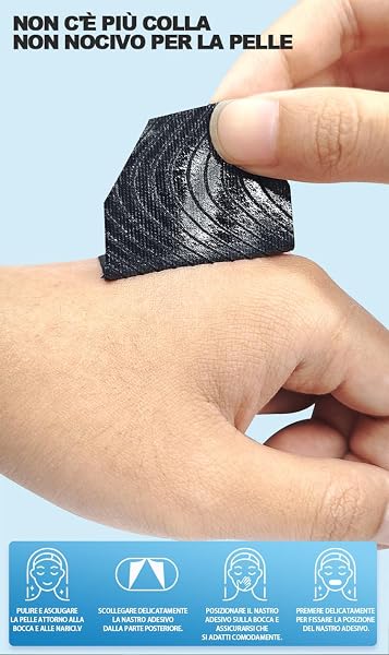 Mouth Tape per Dormire (50 Pezzi) – Cerotti Bocca Antirussamento per Respirazione Nasale, Tenuta Forte anche con Barba, Cotone Traspirante, Misura Universale - 3