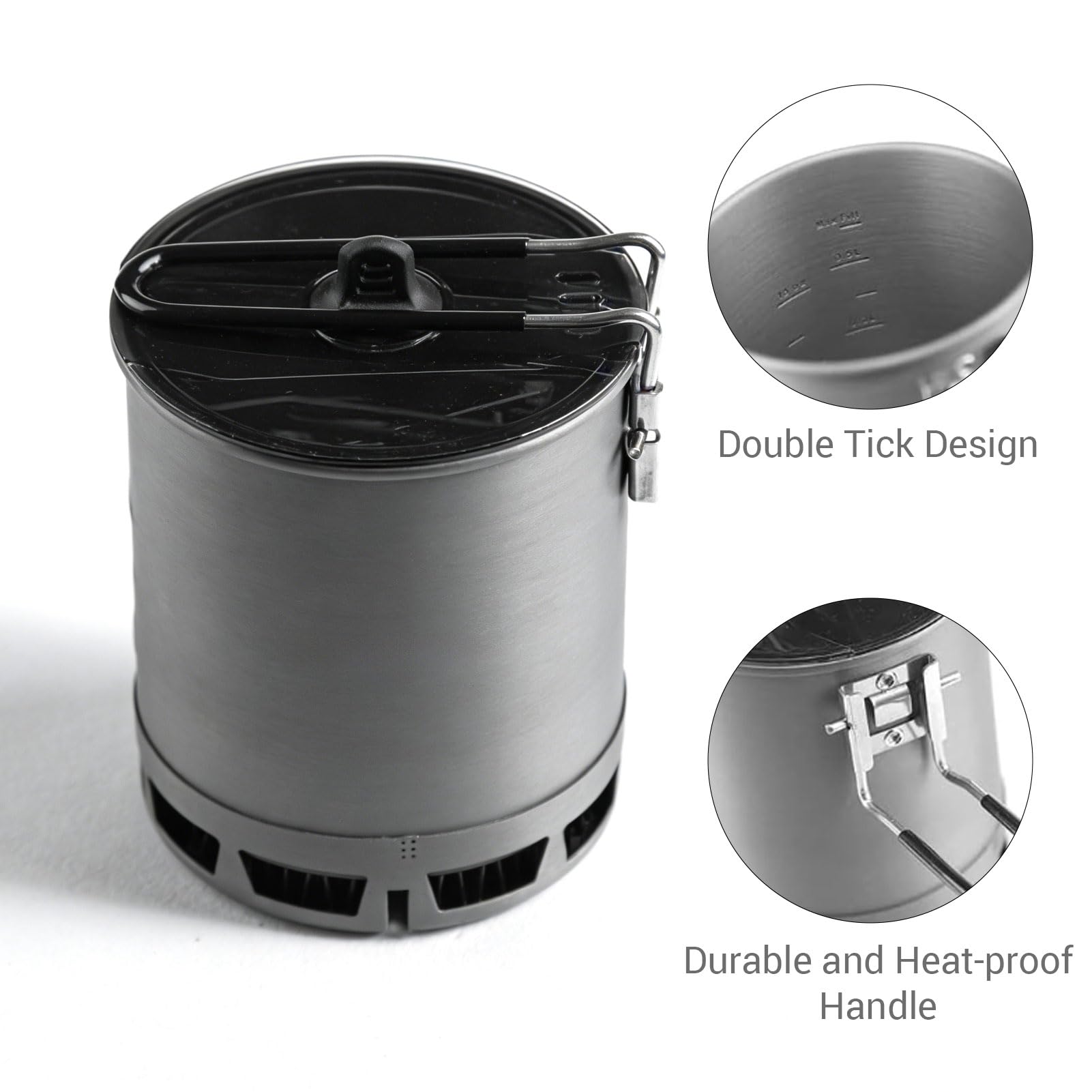 Camping Topf für Gaskocher, 600ml 162g Faltbar mit Wärmetauscher – Camping Kochtopf für Outdoor, Wandern & Reisen