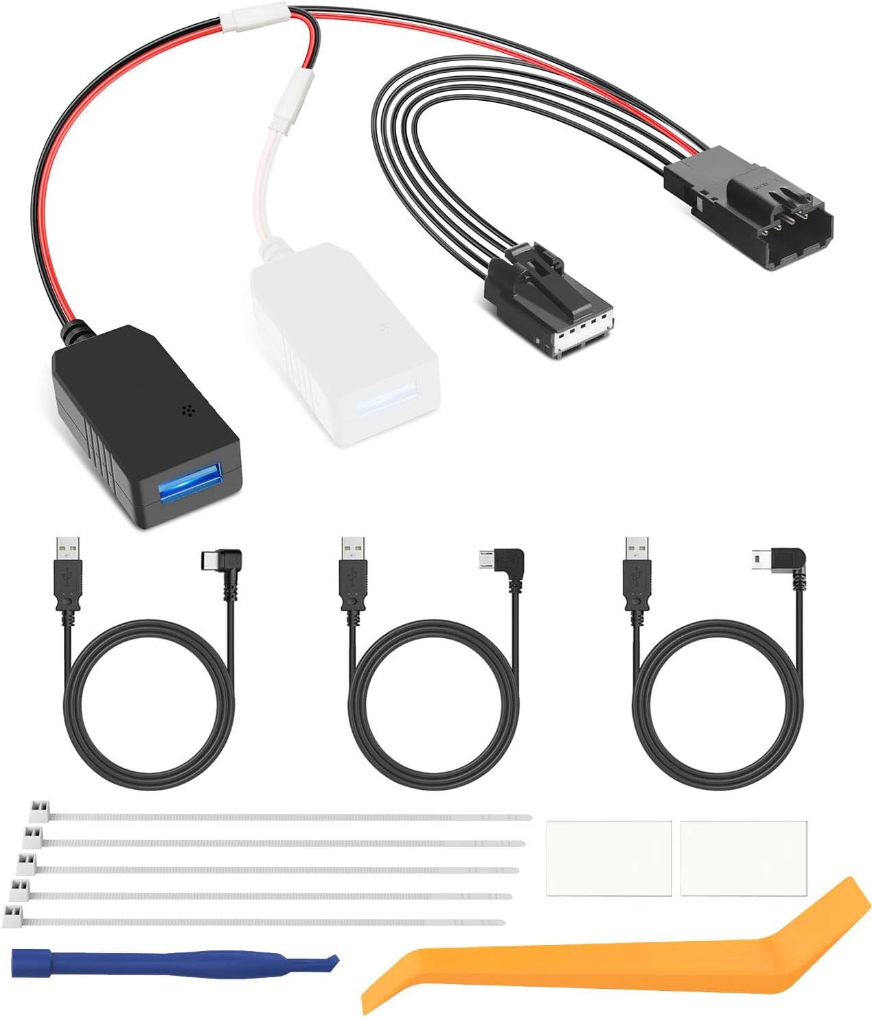 DashCam Power Adapter,(5P TypeF) Compatible with Select Ford Mach-E, Bronco Sport, Explorer with Auto Dimming Rearview Mirror,Built-in Hide USB to Dash Cam Charger Adapter Cable,Clean Install
