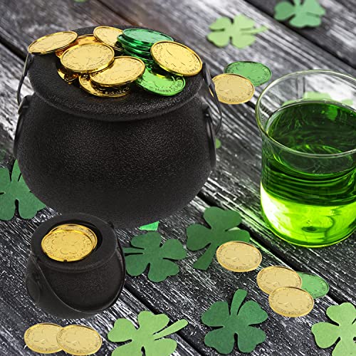 KIMOBER 9pcs Black Candy Cauldron, Plastic Kettle Bucket with Handle for Halloween St. Patrick's Day Party Favors Decoration
