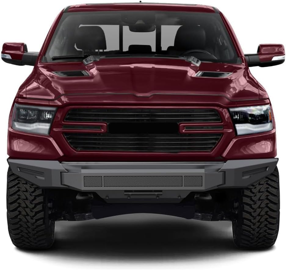 Black Horse Armour II Heavy Duty Modular Front Bumper Modular Matte Black Compatible with 2019-2024 Ram 1500 (Excl. Rebel&TRX Trim,19-23 Ram 1500 Classic and 20-22 Ram 1500 Diesel Models)-AFB-RA20-BU