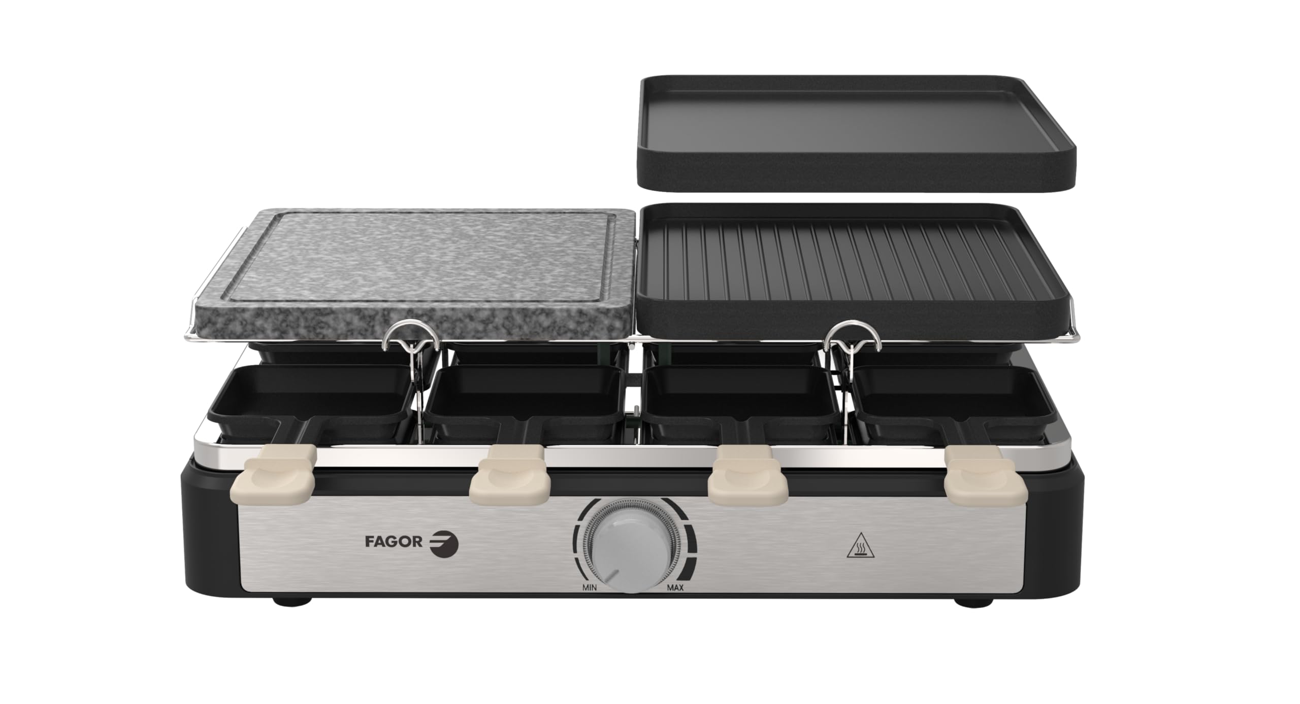 Raclette/Grill - FAGOR - FGRG8-8 personnes - Pierre de Cuisson - 1400W - Thermostat réglable