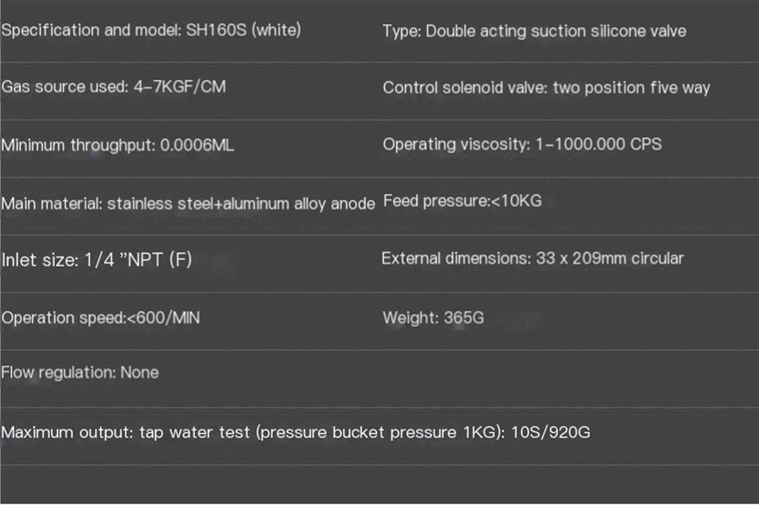 Round high viscosity low fluidity glue dispensing accessories aluminum alloy high flow double action back suction silicone valve