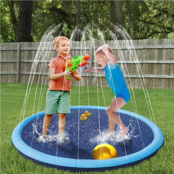 Yaheetech Piscina de Chorros para Perros Bañera para Perros Portátil Antideslizante y Resistente al Desgaste Exteriores Verano 150 X 8,5cm Azul