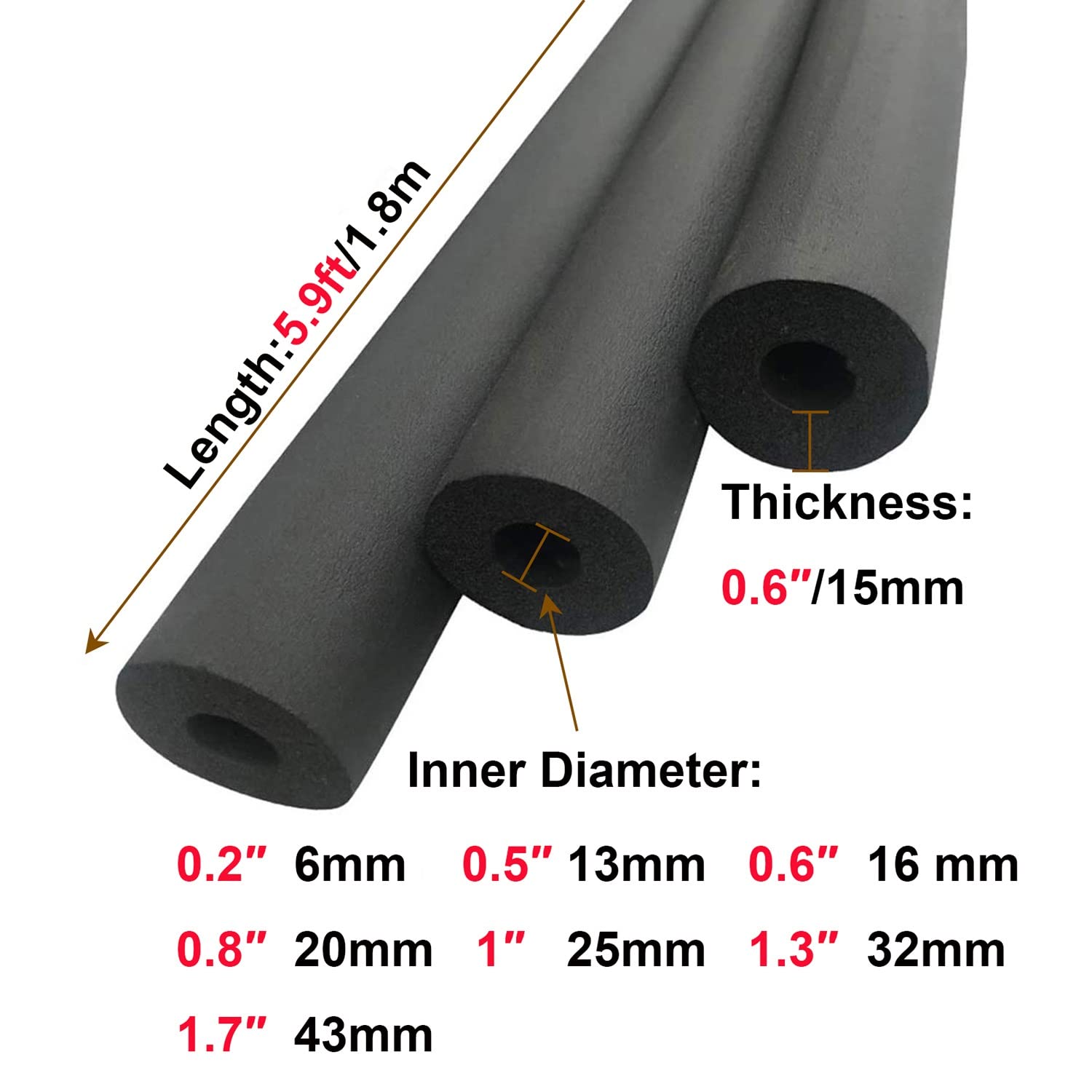 Tubo Espuma Aislante Dividido Goma Negro 1.8m(ID32MM)
