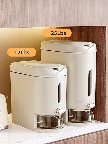 Miniatura 2 de IEEK Dispensador de arroz de 25 libras, recipientes grandes de almacenamiento de alimentos secos para cereales, contenedor de almacenamiento de
