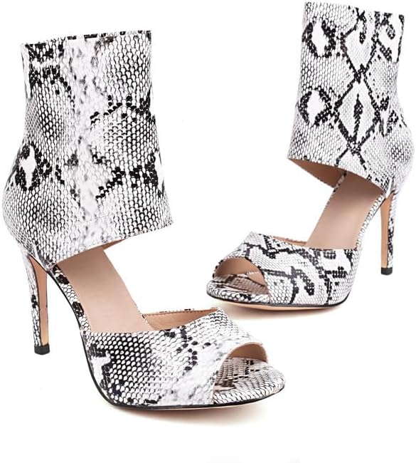SACFOF Women's Peep Toe Ankle Boots Cutout Summer Booties Slip On Comfortable Dressy Slingback Party Office Gladiator Sandals