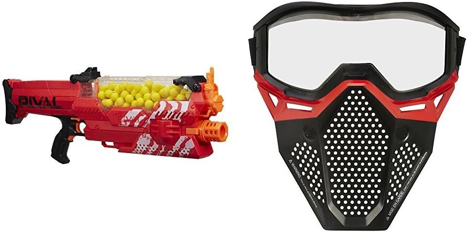Nerf Rival Nemesis MXVII-10K, Red with Nerf Rival Face Mask (Red) Bundle
