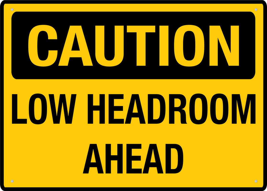 Low Headroom Ahead Aluminum Metal Sign 8"x12" Rust-Free UV Printed 4 Pre-Drilled Holes Durable Weatherproof For Business Use