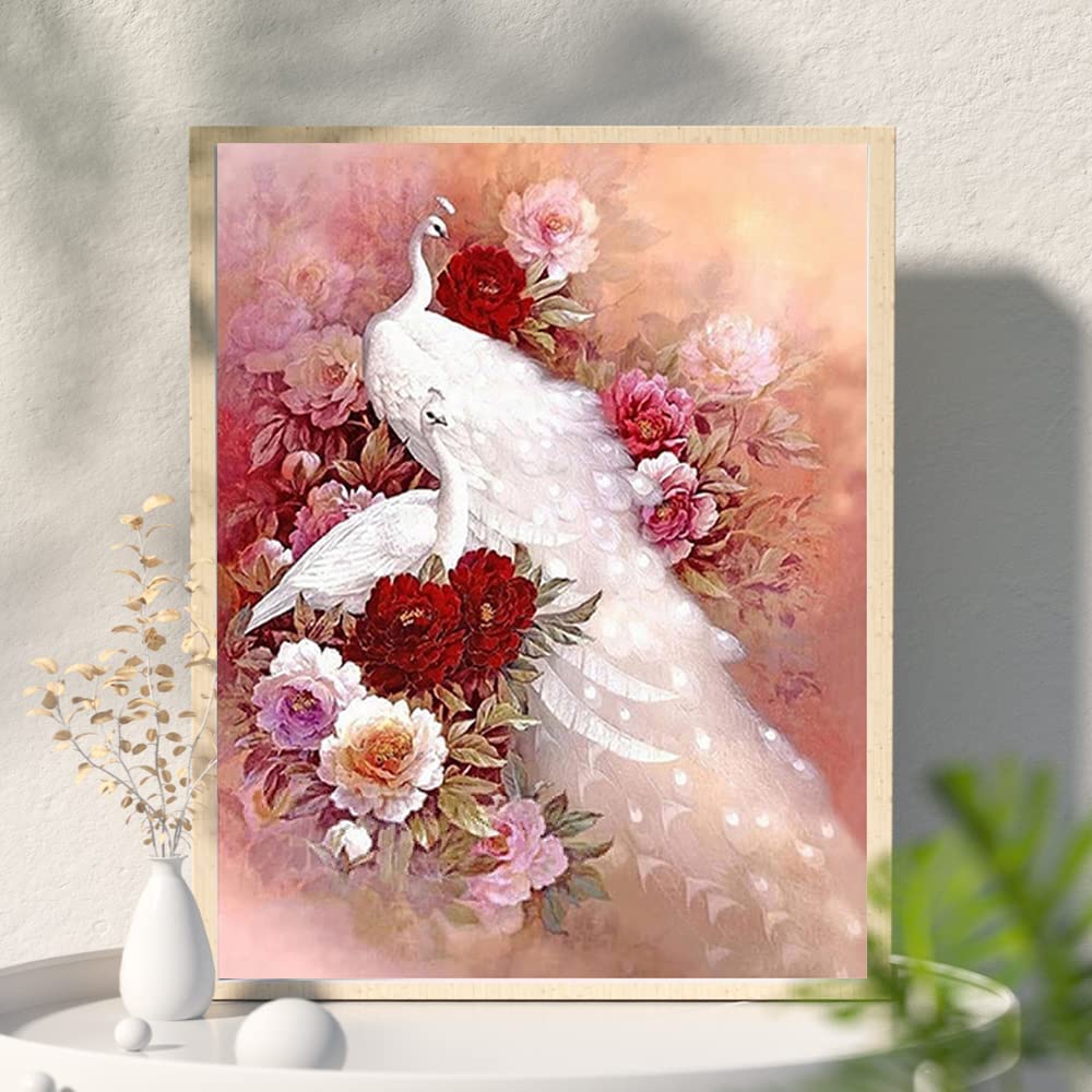 DIY Square 5D Diamond Painting Kit Completo per Pittura a Mosaico Kit per Pittura a Mosaico fai da te con Diamanti e Pavone Punto Croce icamo 40x50cm Decorazione Arte Artigianato per Casa e Pareti