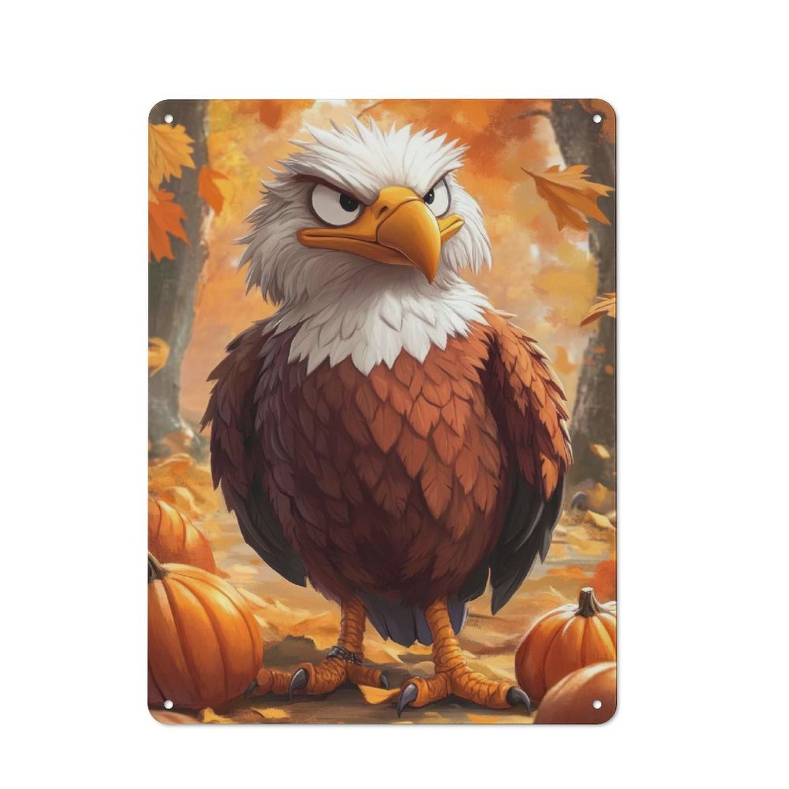 Junmoney Angry Eagle Illustration Vintage Tin Sign 40X30cm With For Guest Room Or Hallway, For Collectors Decorating Guest Rooms And Hallways